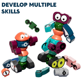 TEMI Magnets Mars robot demonstrates versatile shapes for stacking activities.