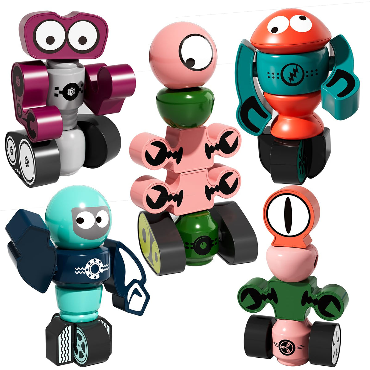 TEMI Magnets Mercury robot, bright blocks for imaginative play and fine motor practice.