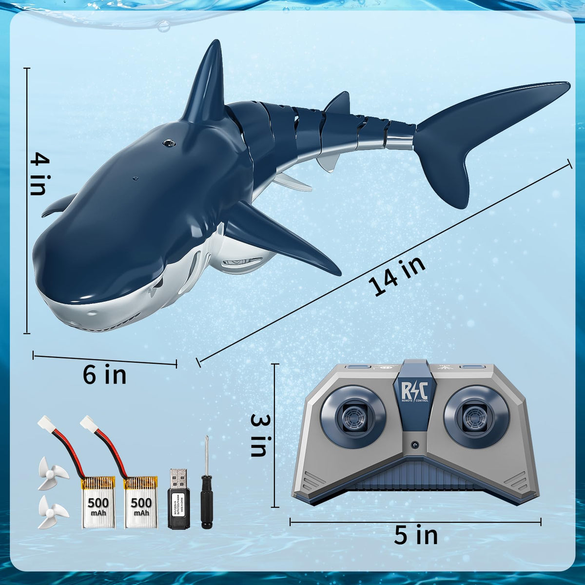 TEMI RC shark toy 2.4GHz remote with reliable range