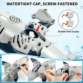 TEMI RC shark toy waterproof design for pool, lake, and river