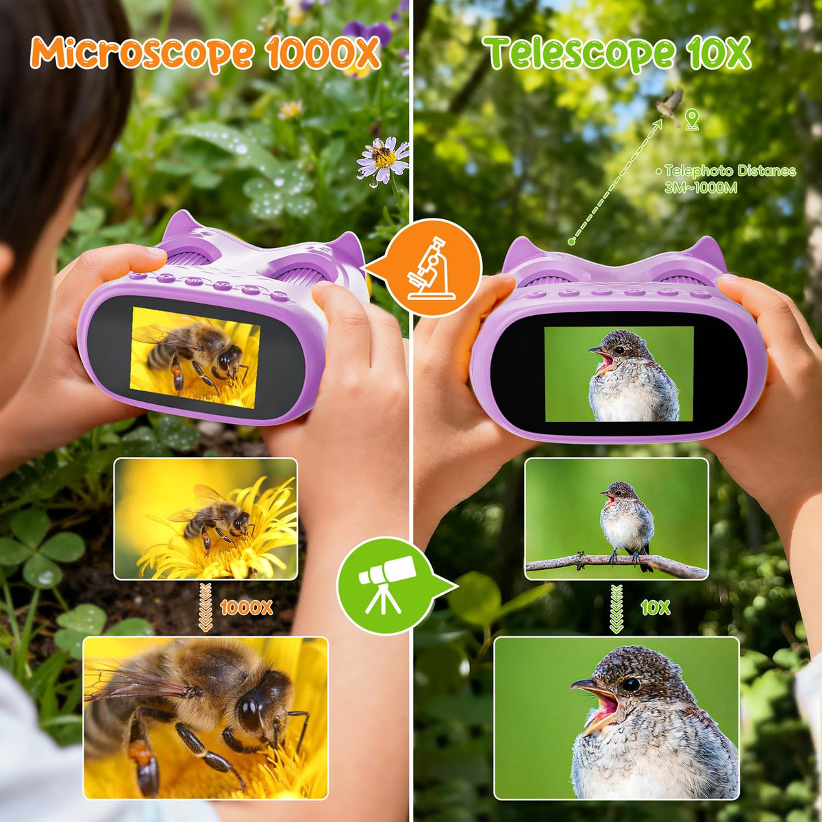 Temodu 1000x view with bright LED illumination reveals tiny details for curious minds