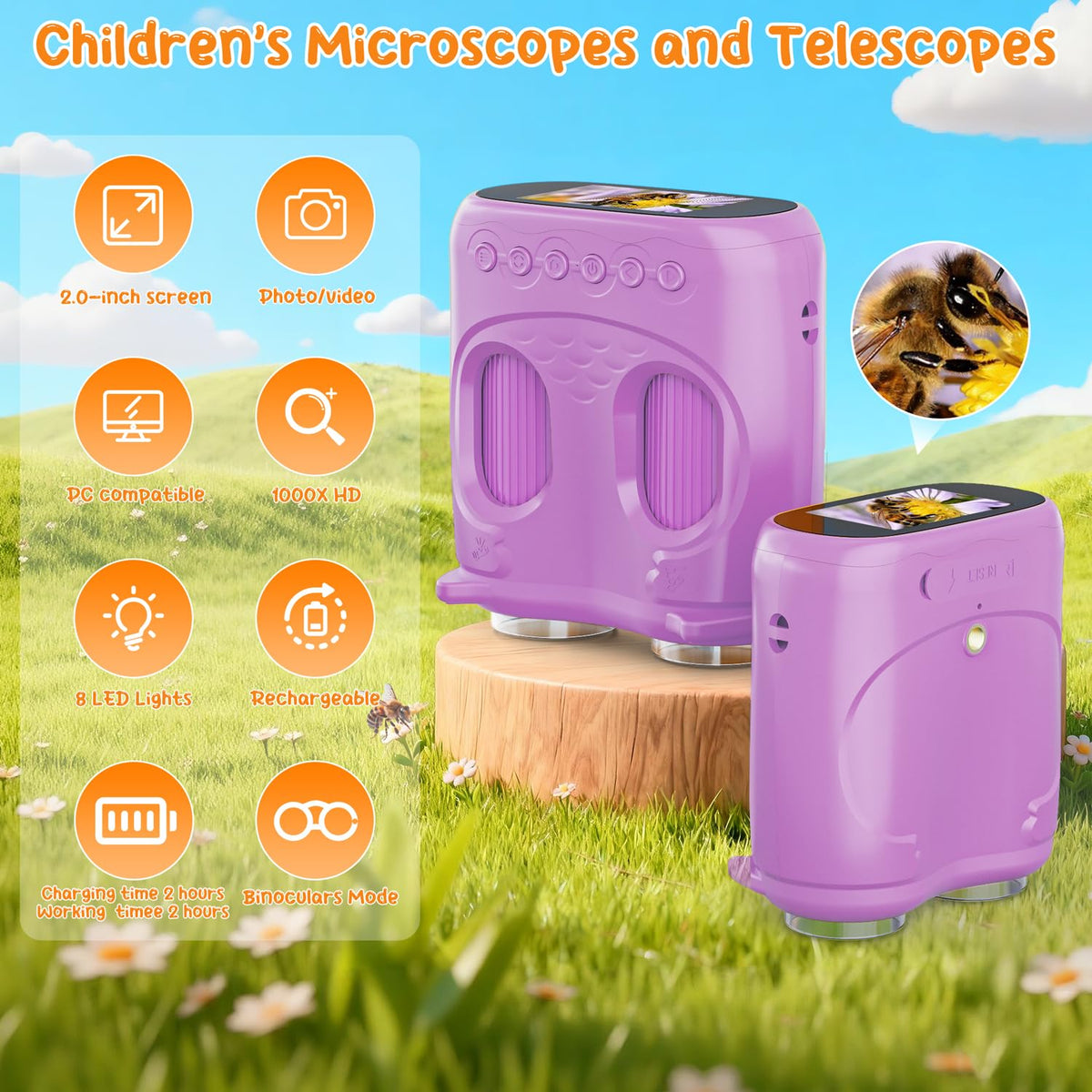 Temodu 2-in-1 kids microscope-telescope mode switch enables quick, two-way exploration