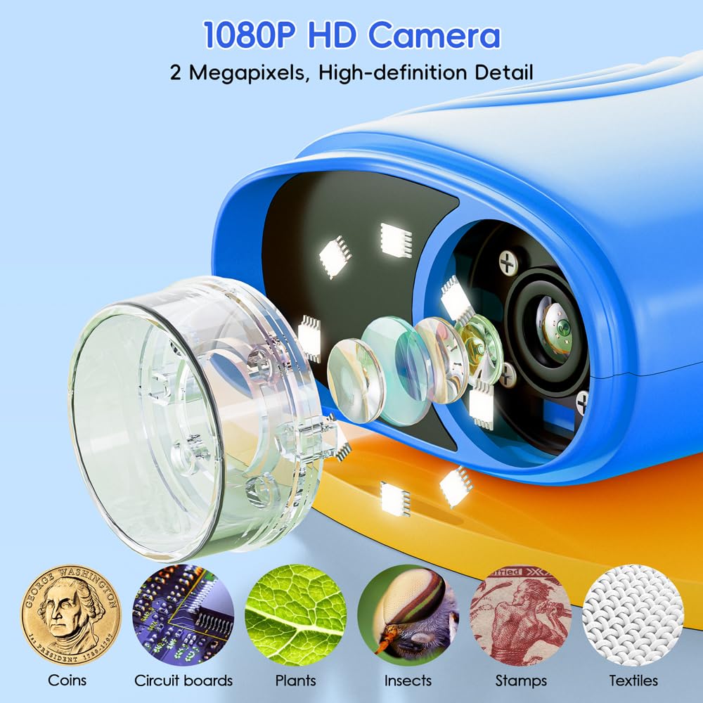 Temodu 1000x magnification lens delivers detailed views of textures, coins, and samples.