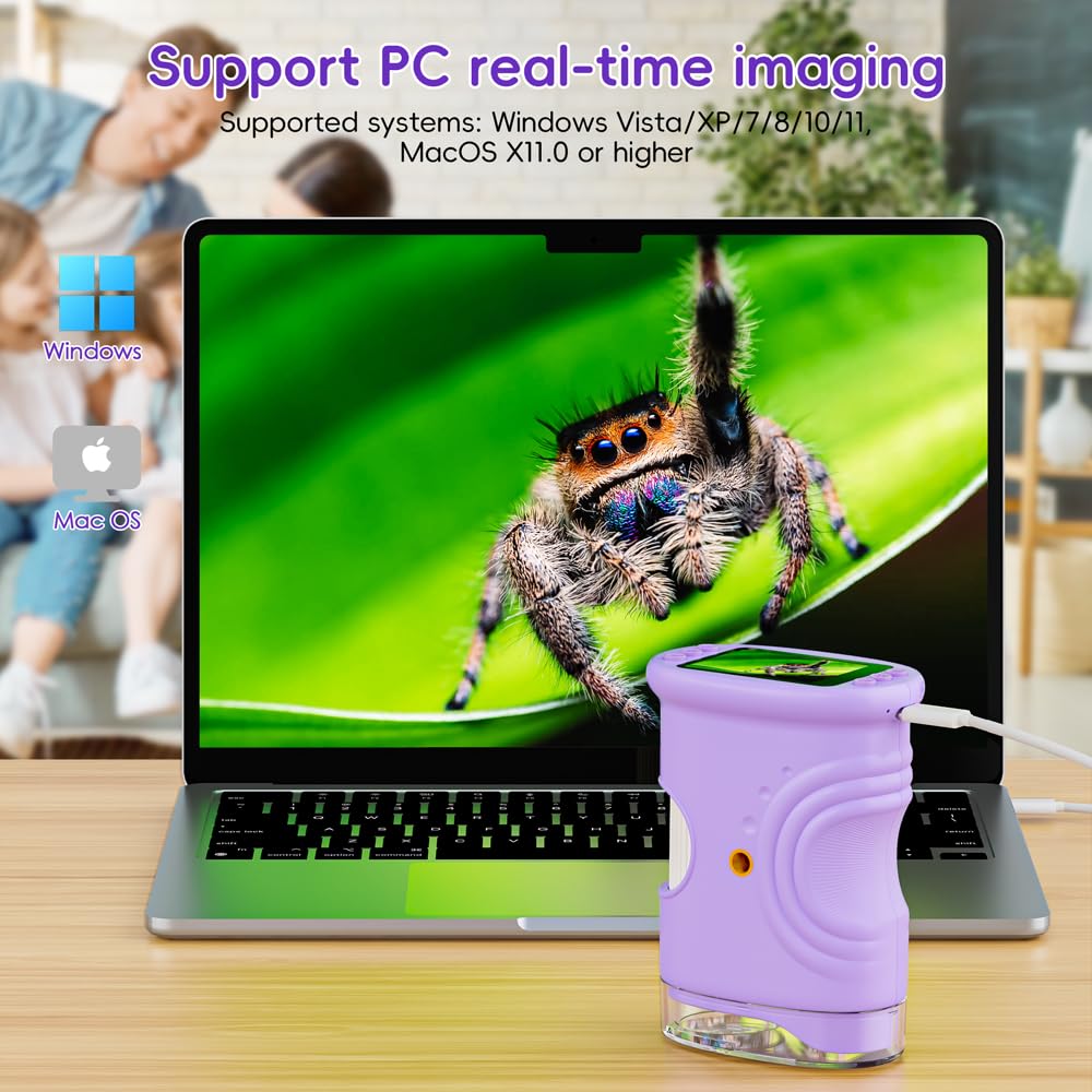 Temodu Kids Microscope built-in LED lights provide bright, adjustable illumination.
