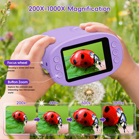 Temodu Kids Microscope screen observation captures photos for later review.