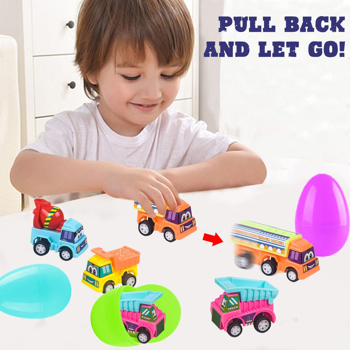 TEMOGU egg opens to a sturdy toy car for durable, kid-friendly Easter fun