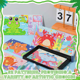 A child painting a scene from the underwater world with Tenceur kit.