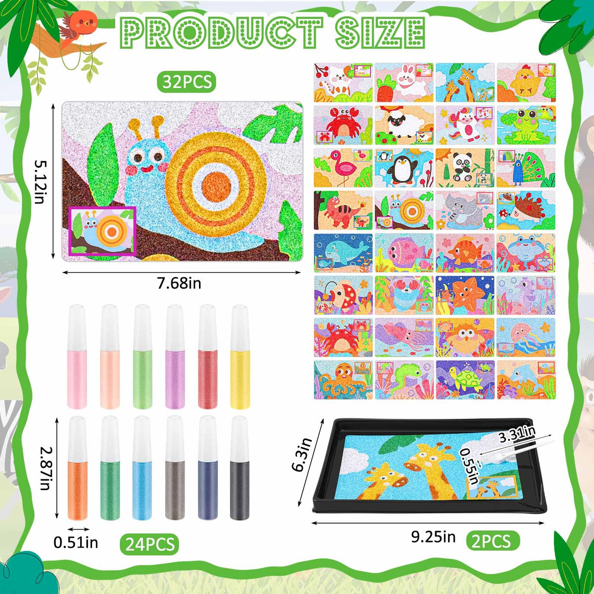Tenceur sand art bottles in 24 colors enable vibrant, guided painting sessions.