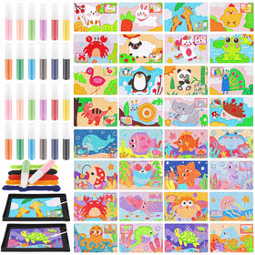 Tenceur sand art board set with underwater patterns boosts creativity and color recognition.