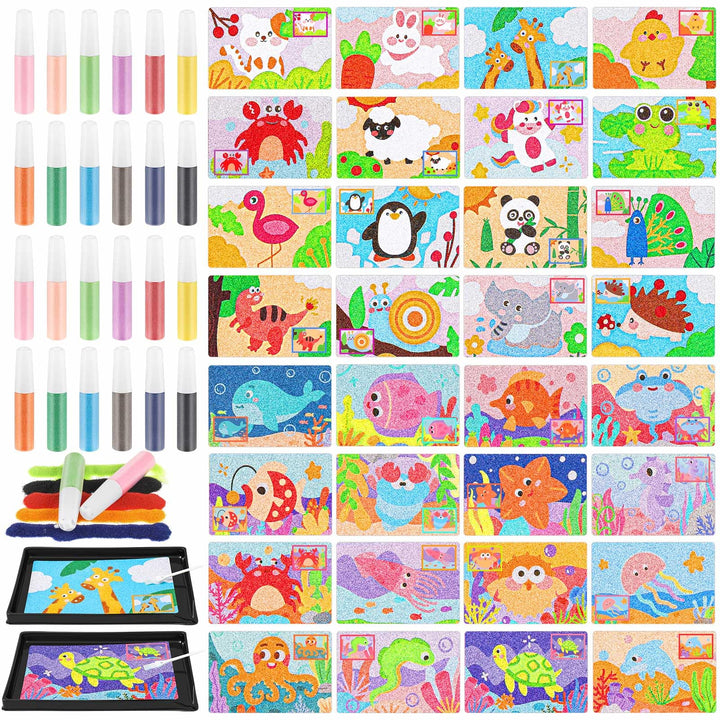 Tenceur sand art board set with underwater patterns boosts creativity and color recognition.