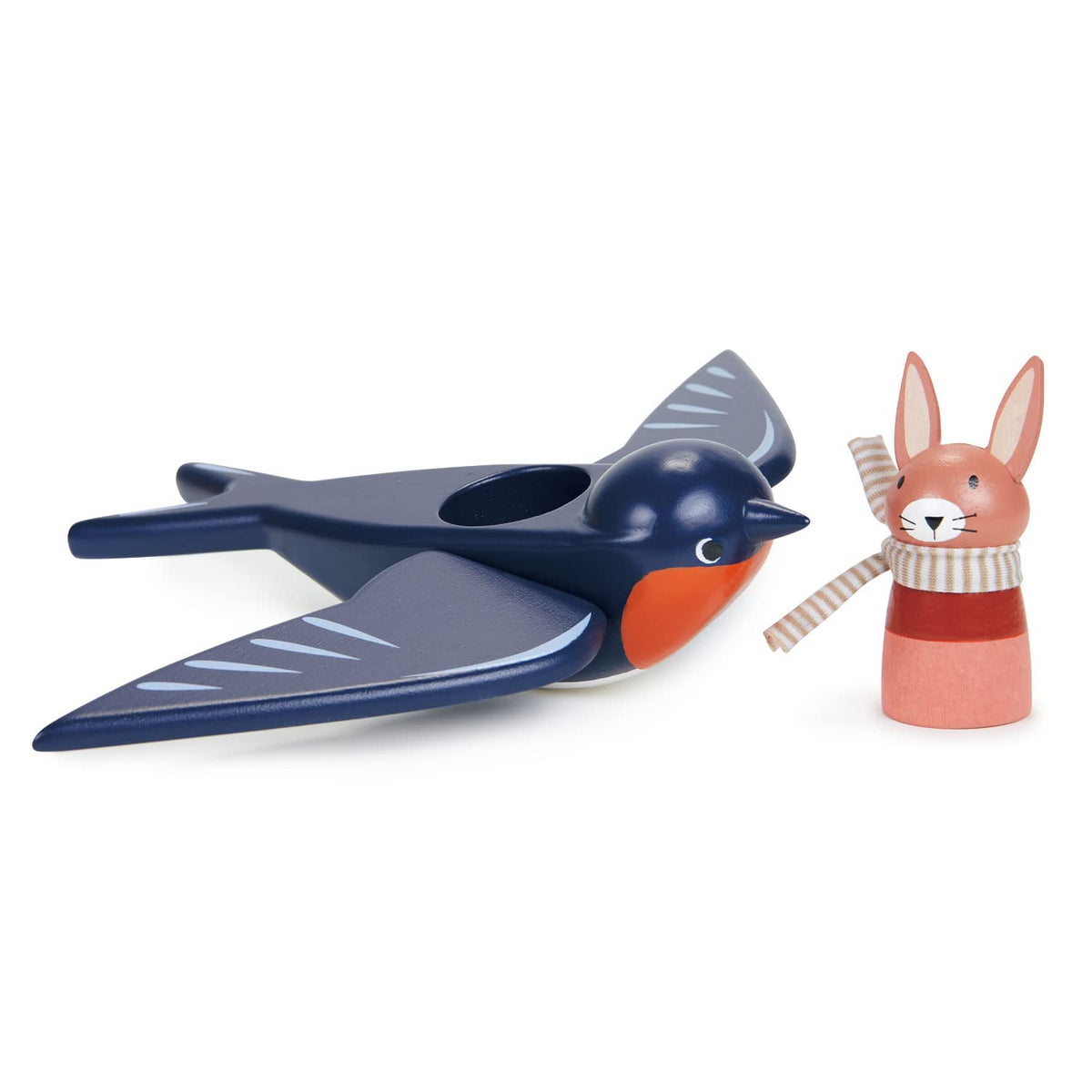 Tender Leaf Swifty Bird with removable bunny and scarf for storytelling