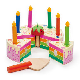 Tender Leaf Toys Rainbow Birthday Cake full view, ideal for imaginative play