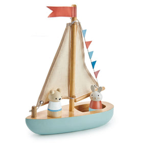 Tender Leaf Sailaway Boat side view showing two animal figures for storytelling adventures.