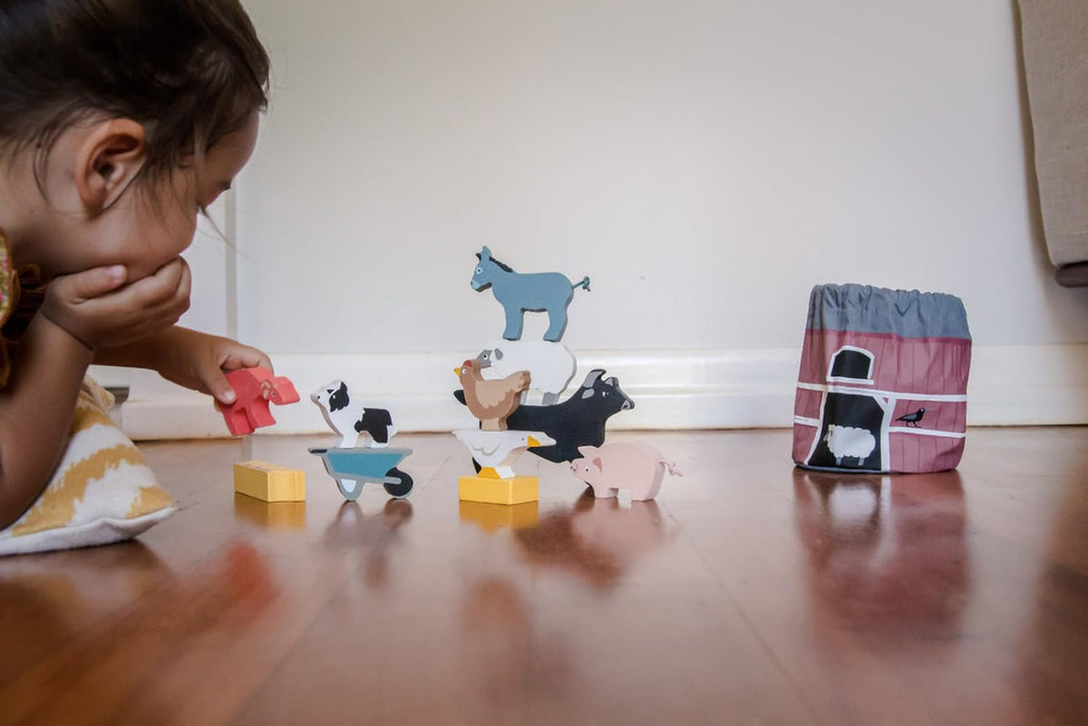 Tender Leaf Toys stacking farmyard horses tactile, sustainable blocks for collaborative play