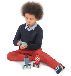 Tender Leaf Toys Wooden blocks and pieces support focused, imaginative building sessions.