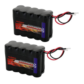 Tenergy 2-pack 12V 2000mAh RC battery with bare leads for reliable aircraft power