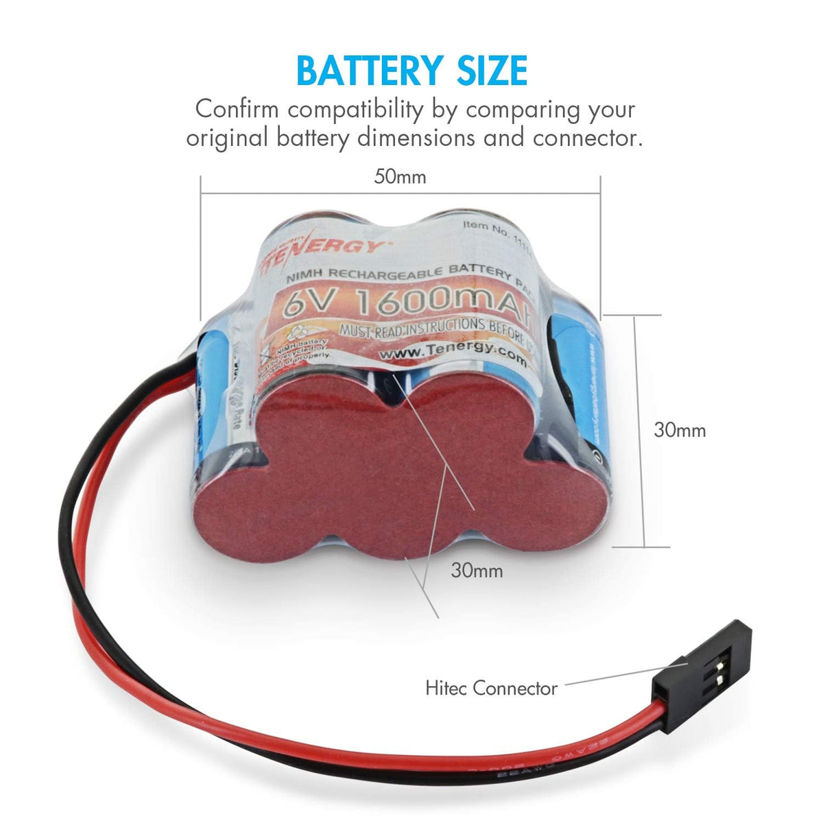 Tenergy 6V NiMH flat battery delivers steady power for RC hobbies.