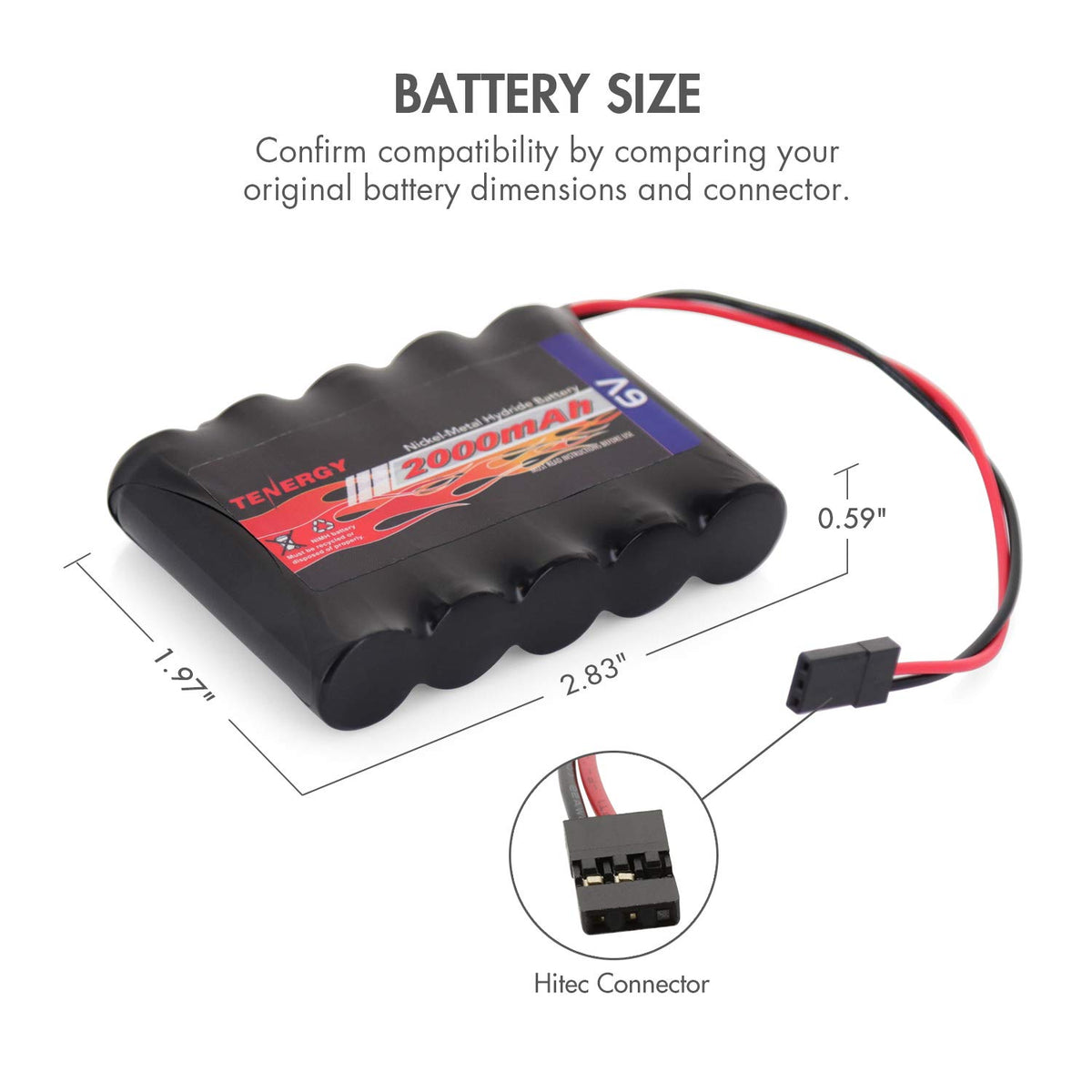 Tenergy flat 2000mAh NiMH battery pack for compact RC planes