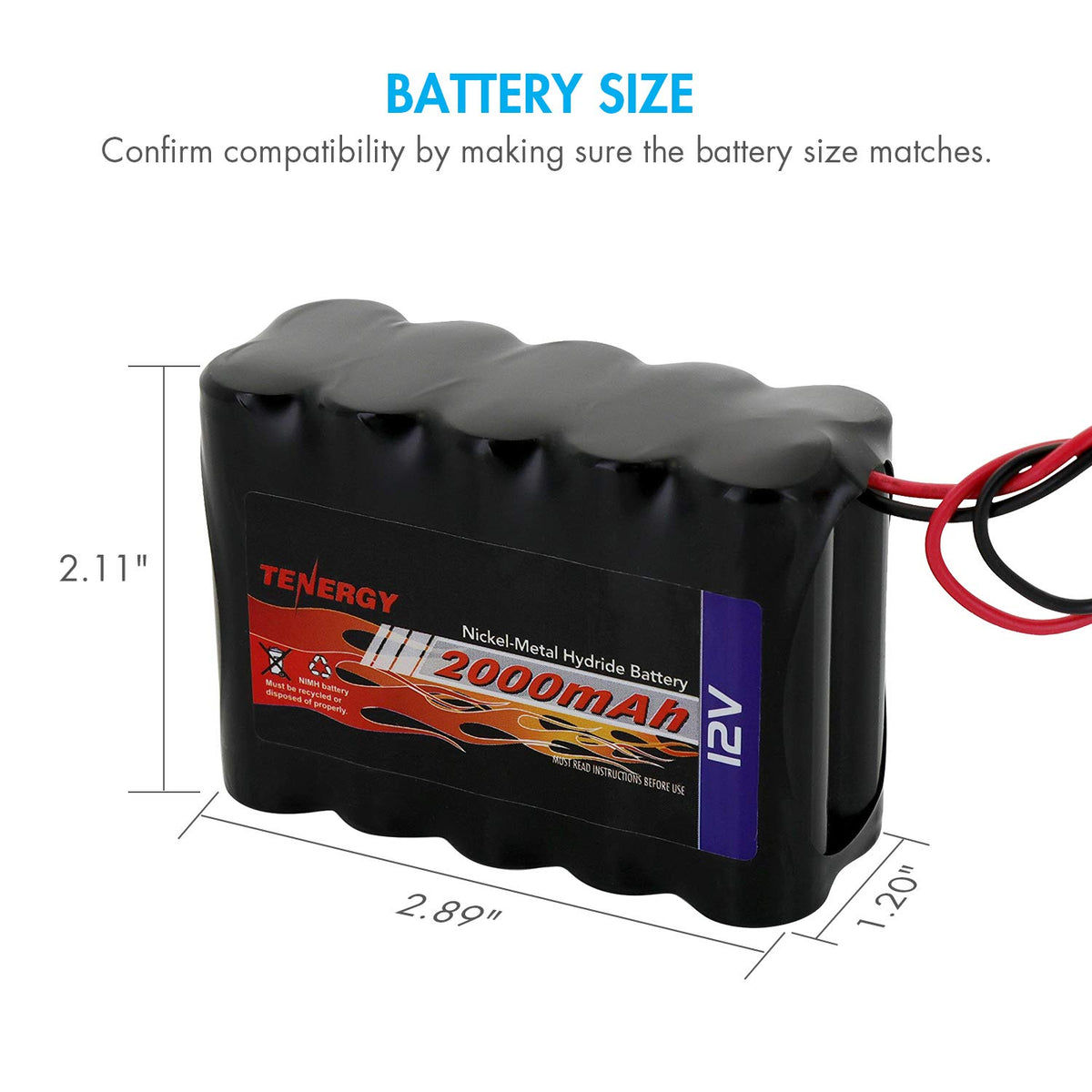 Tenergy battery with bare leads installed in RC car