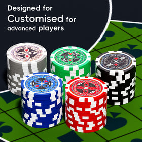 TENETMAN numbered chips stacked by denomination for quick betting