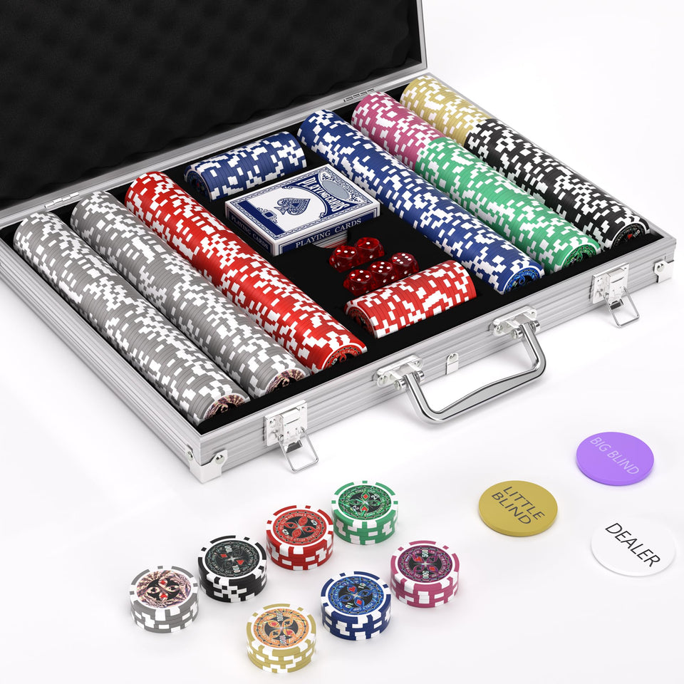 TENETMAN Texas Holdem poker chips set full view with cards and case for home games