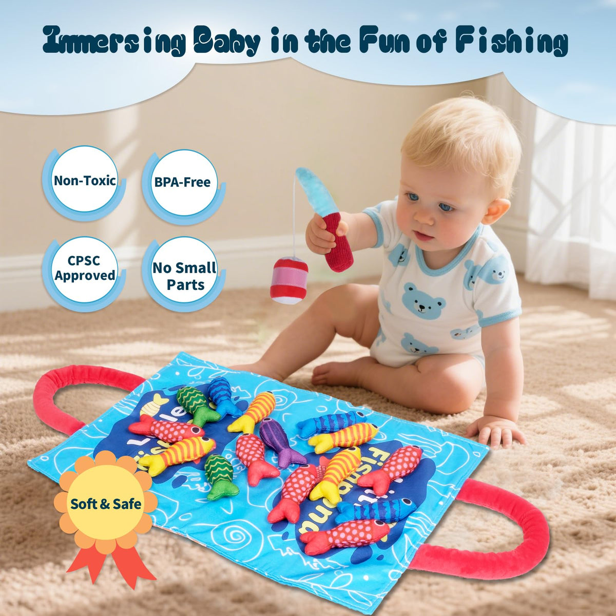 TenFans Montessori Fishing Toy stacking cups for grasping and fine motor skills