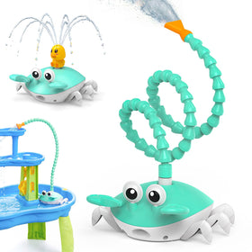 TENGIZUOHZ Water Table Pump crab front view shows powerful spray for outdoor play.