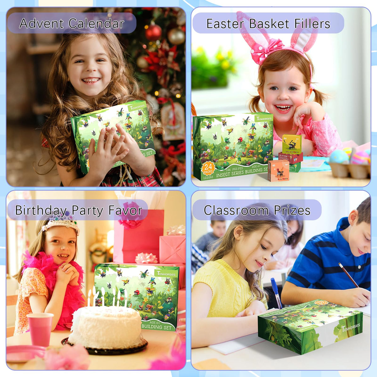 Tenhorses insect butterfly pack vibrant playset for classroom prizes.