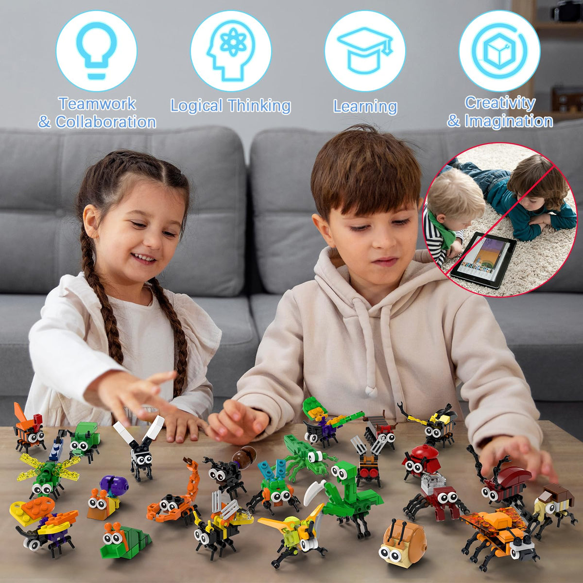 Tenhorses insect ladybug pack durable blocks for quiet play.