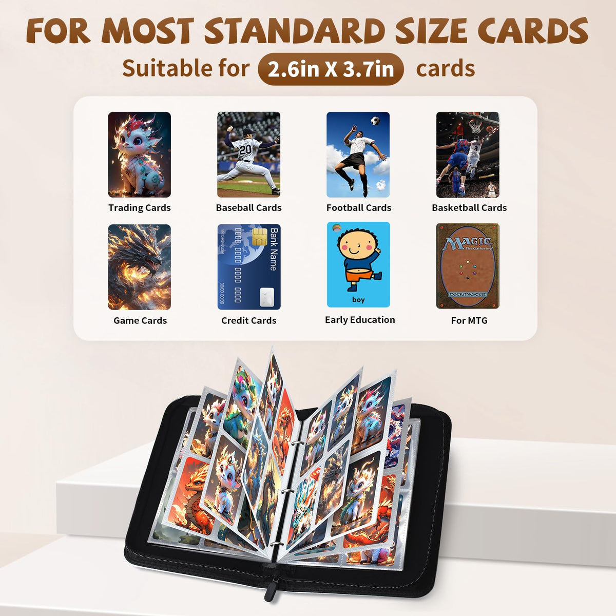 Tenmorn interior sleeves invite easy insertion and removal of cards.