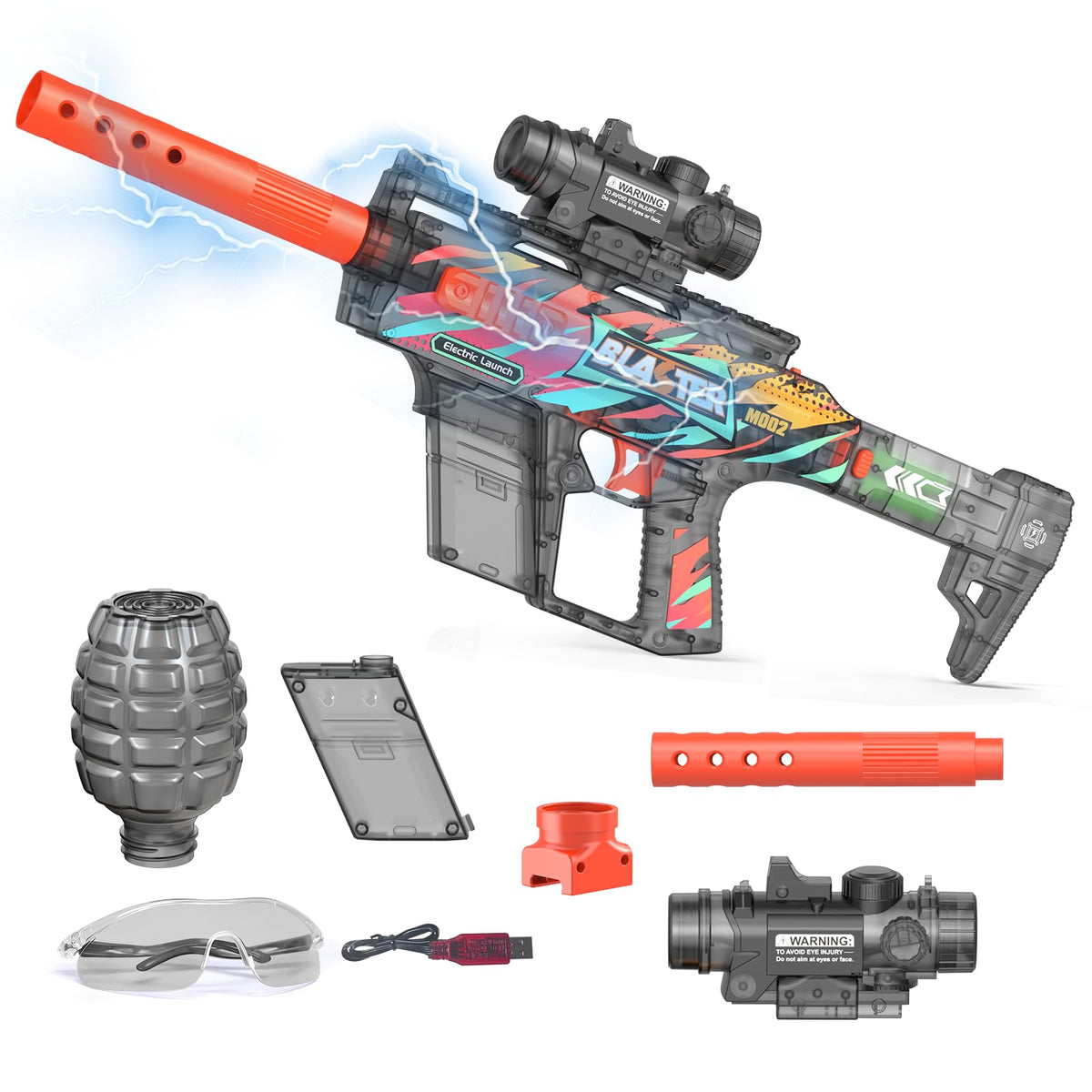 TENTAM Gel Trace Blaster transparent body showing inner mechanics for educational fun