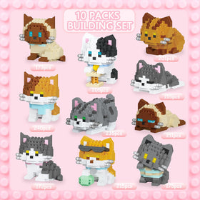 TENYEAH cat model lying down with micro bricks for calming, creative play