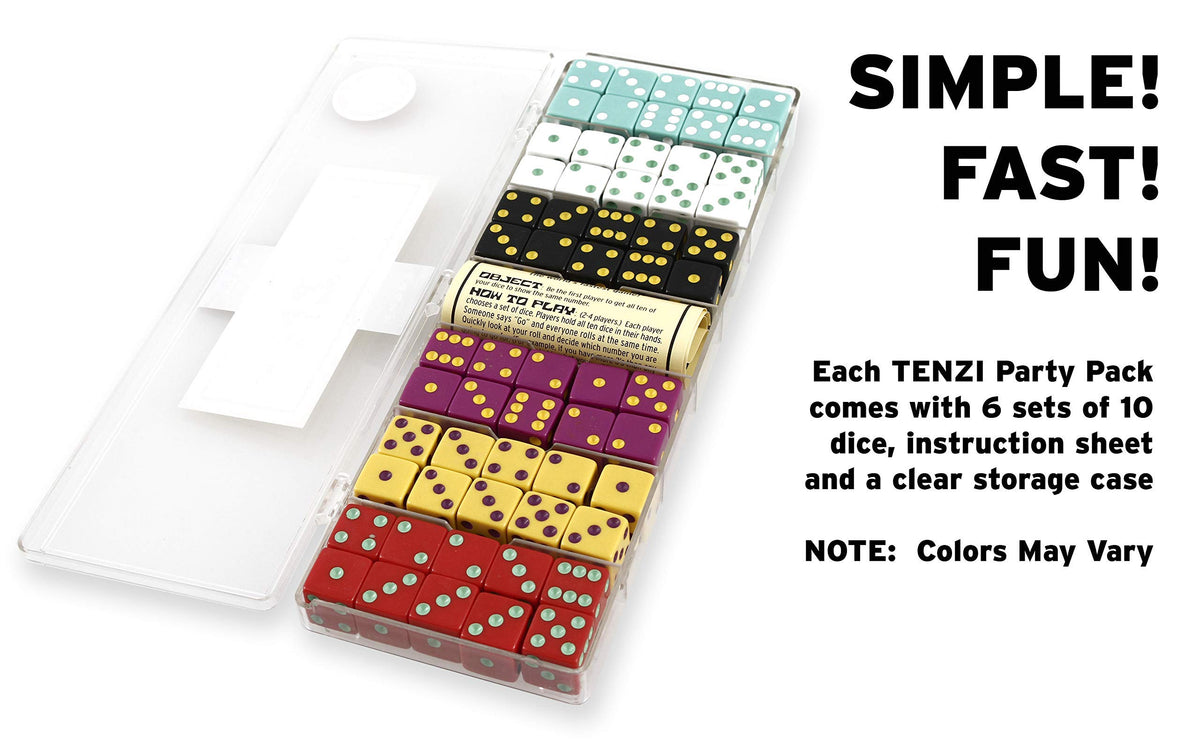 TENZI dice color variety showing vibrant sets for play.