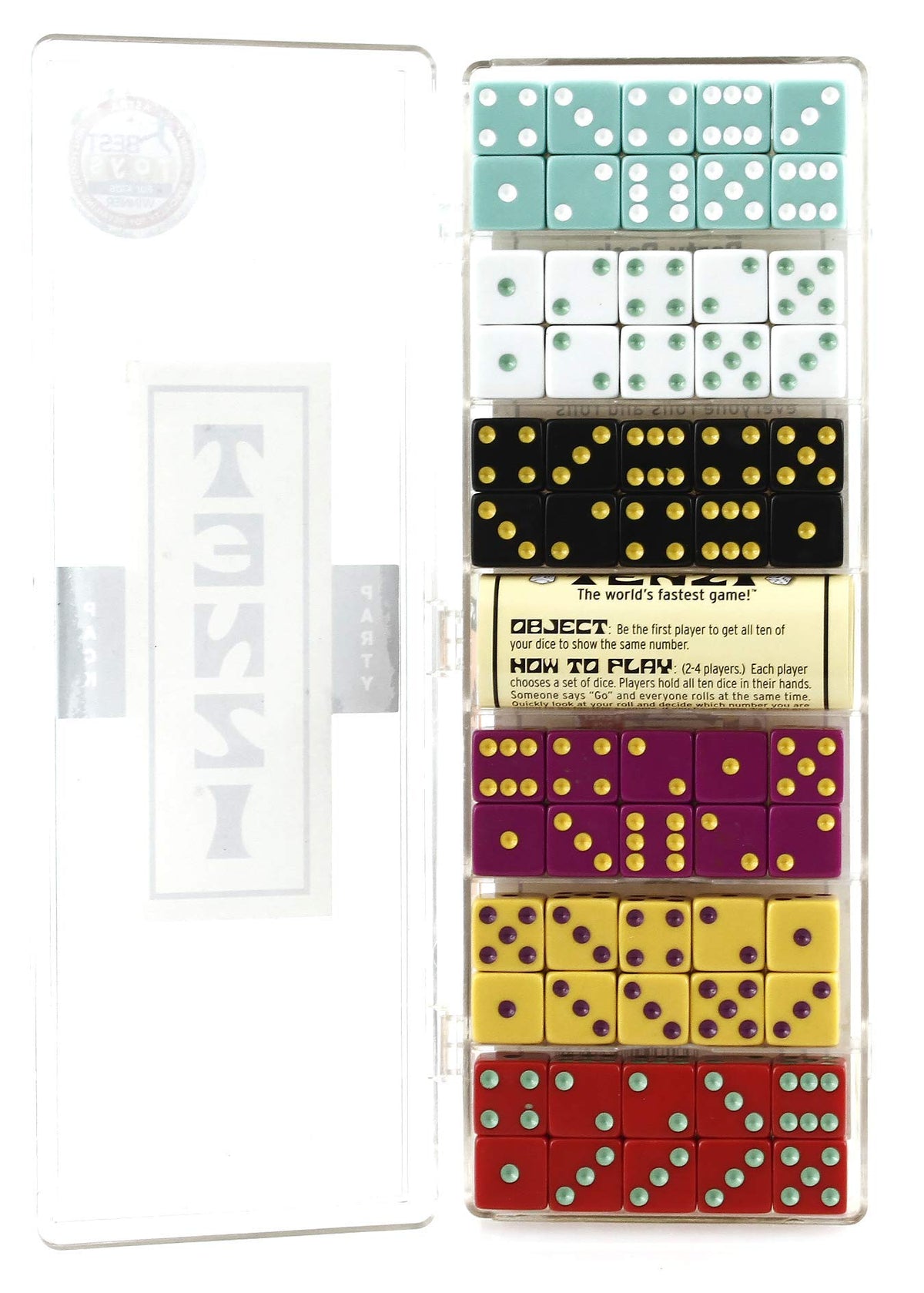 TENZI instructions display nine play variations for variety.