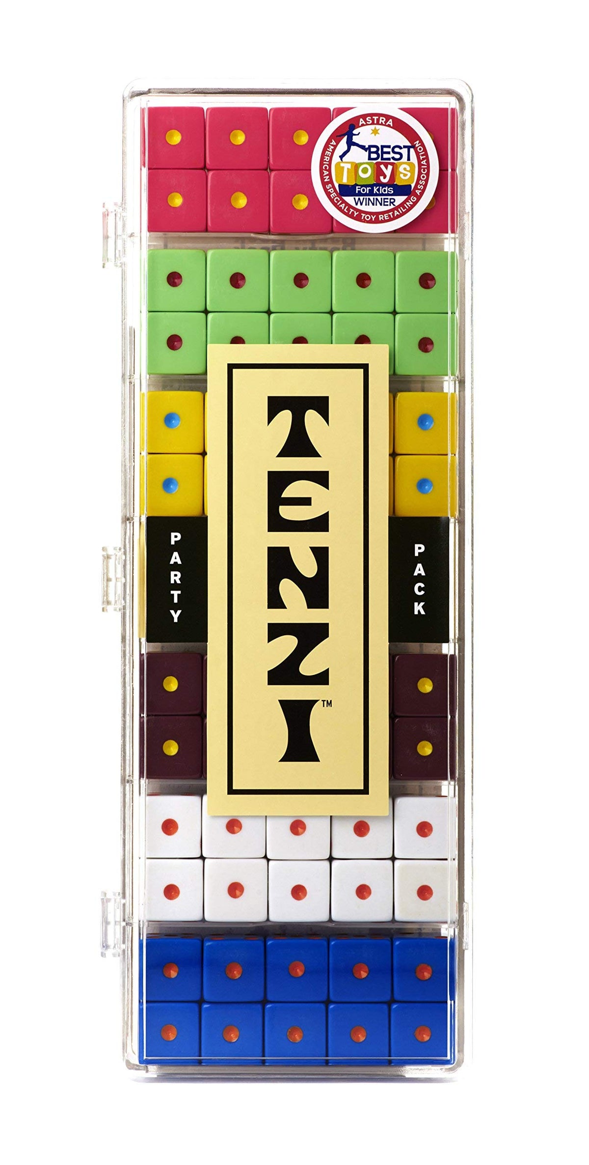 TENZI Party Pack: six sets of ten colorful dice for fast family fun.