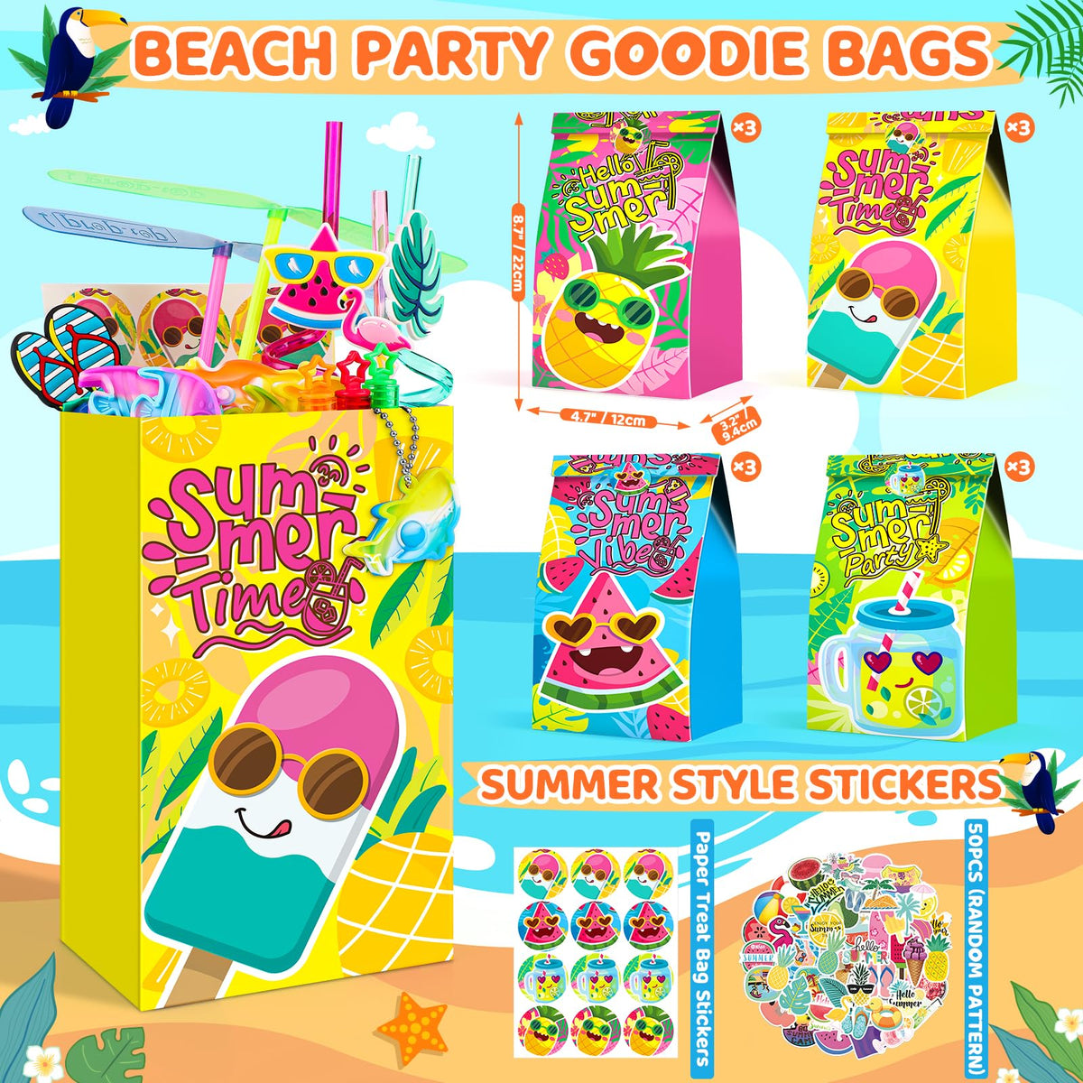Tepsmigo summer stickers bring festive decor to party setups.