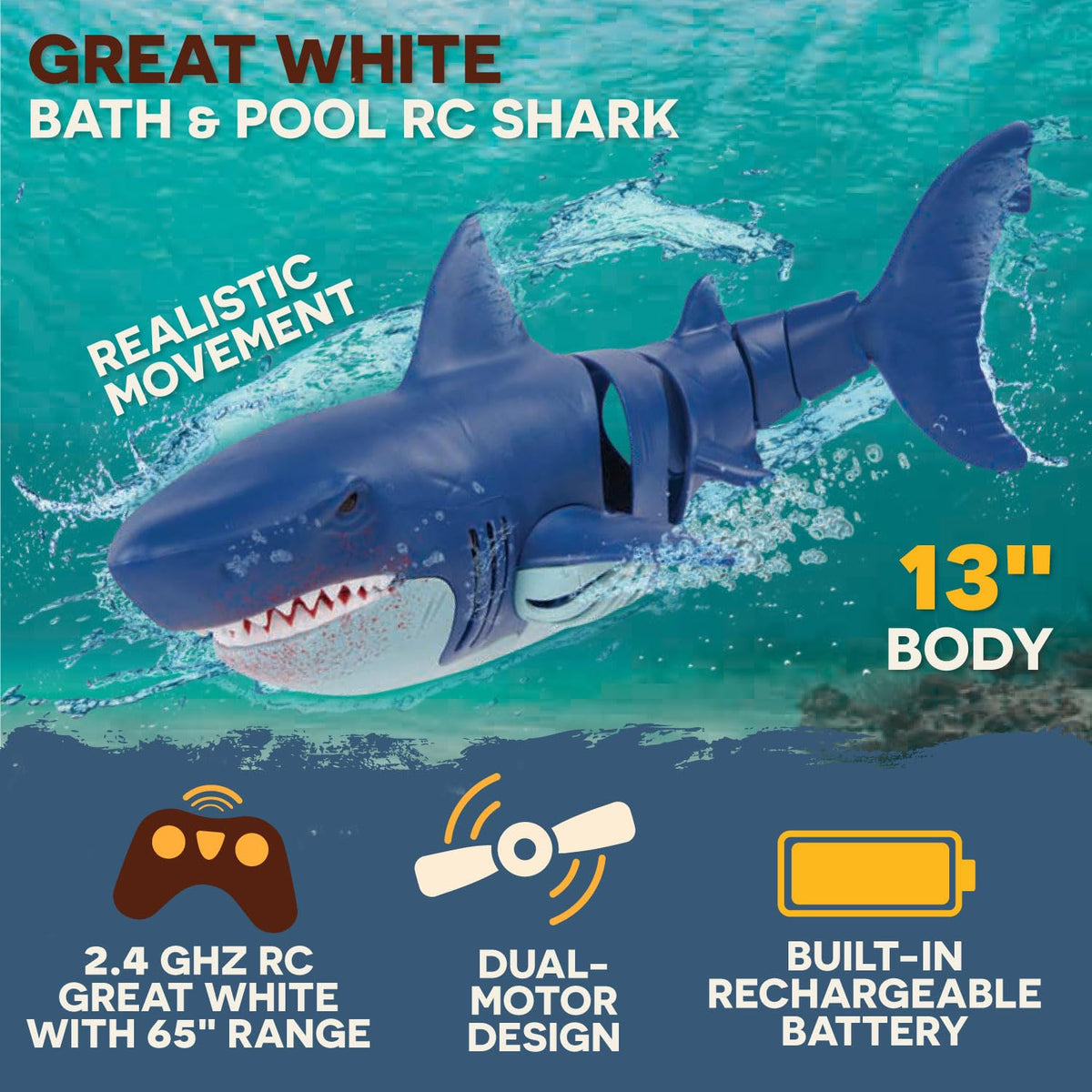 Terra by Battat RC shark in pool for splashy pool adventures