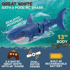 Terra by Battat RC shark in pool for splashy pool adventures