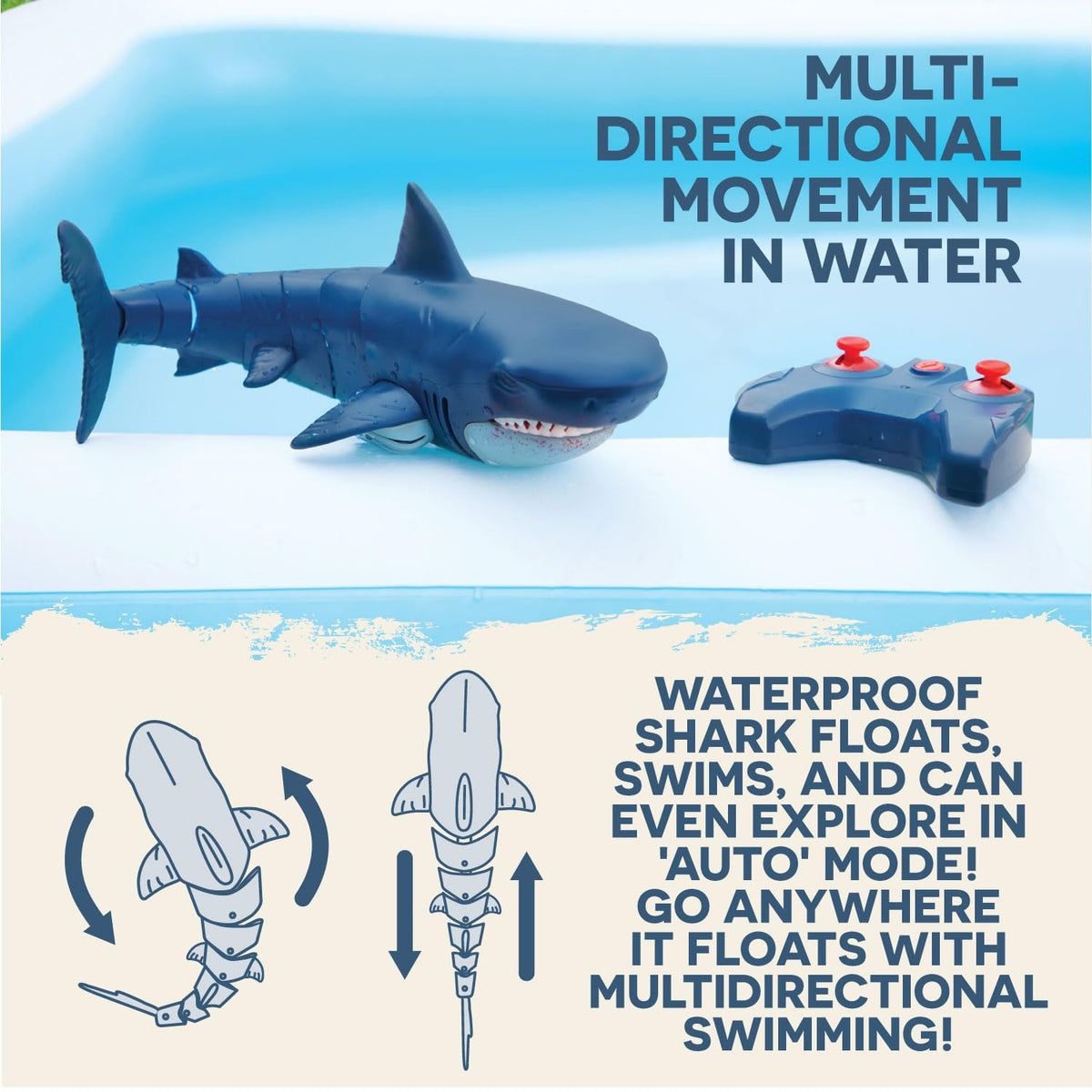Terra by Battat Great White in water showing lifelike swimming