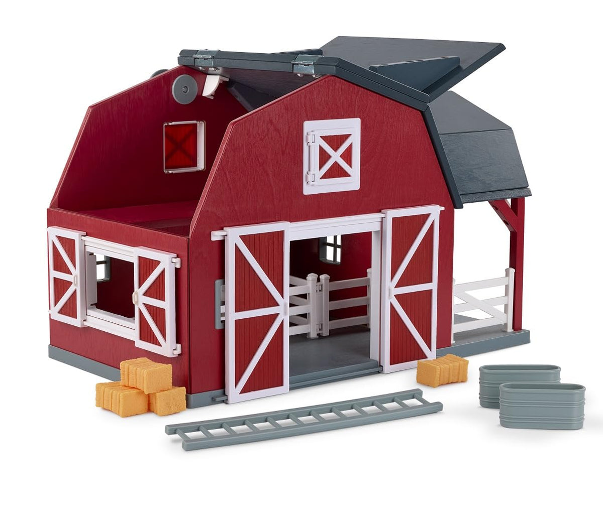 Terra by Battat wooden barn front view with easy-access doors for pretend play