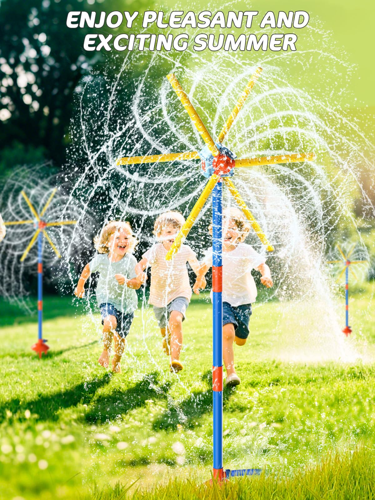 Terramus 360-degree spray covers 12–15 ft for wide-area play