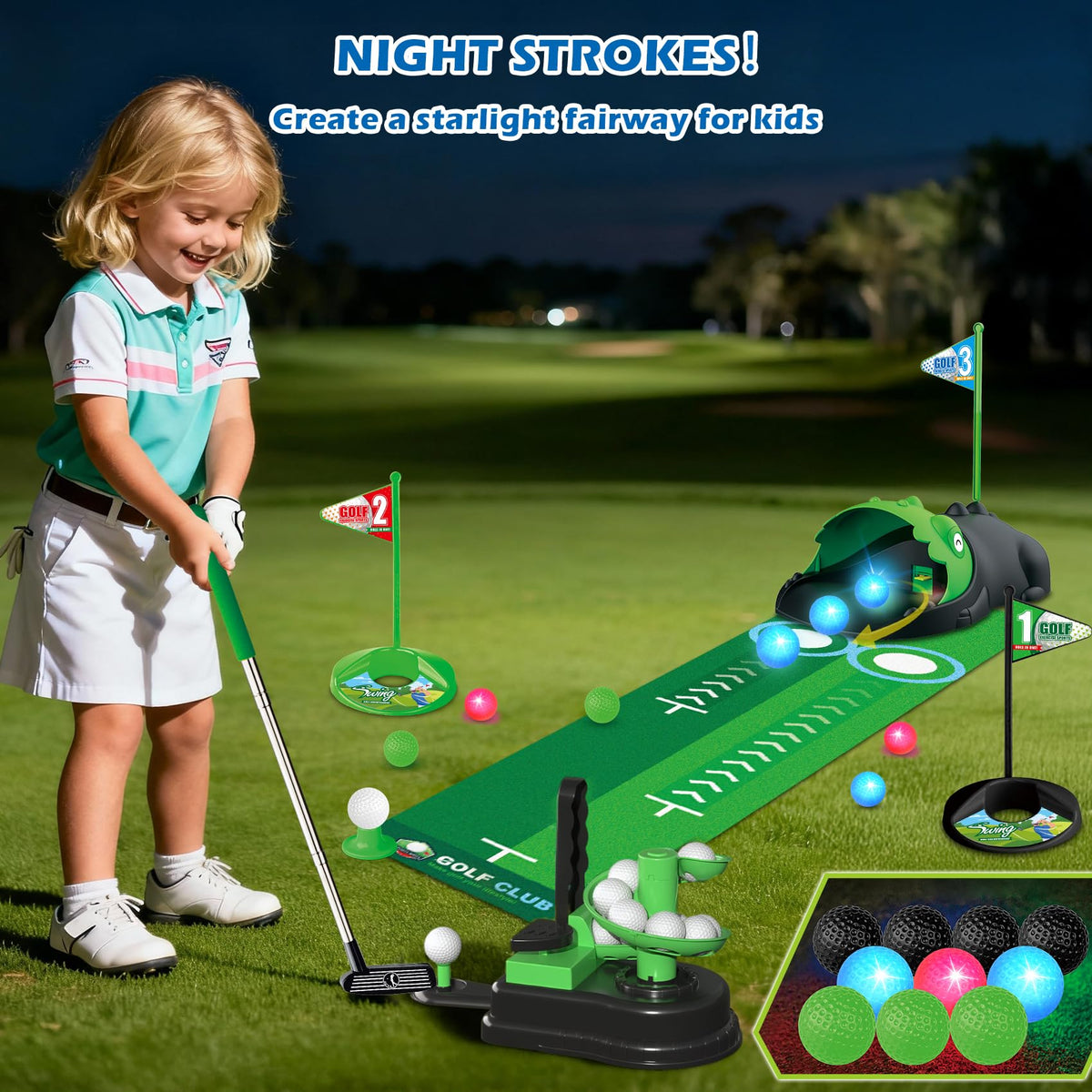 Terramus golf putting mat creates a portable home mini-course.