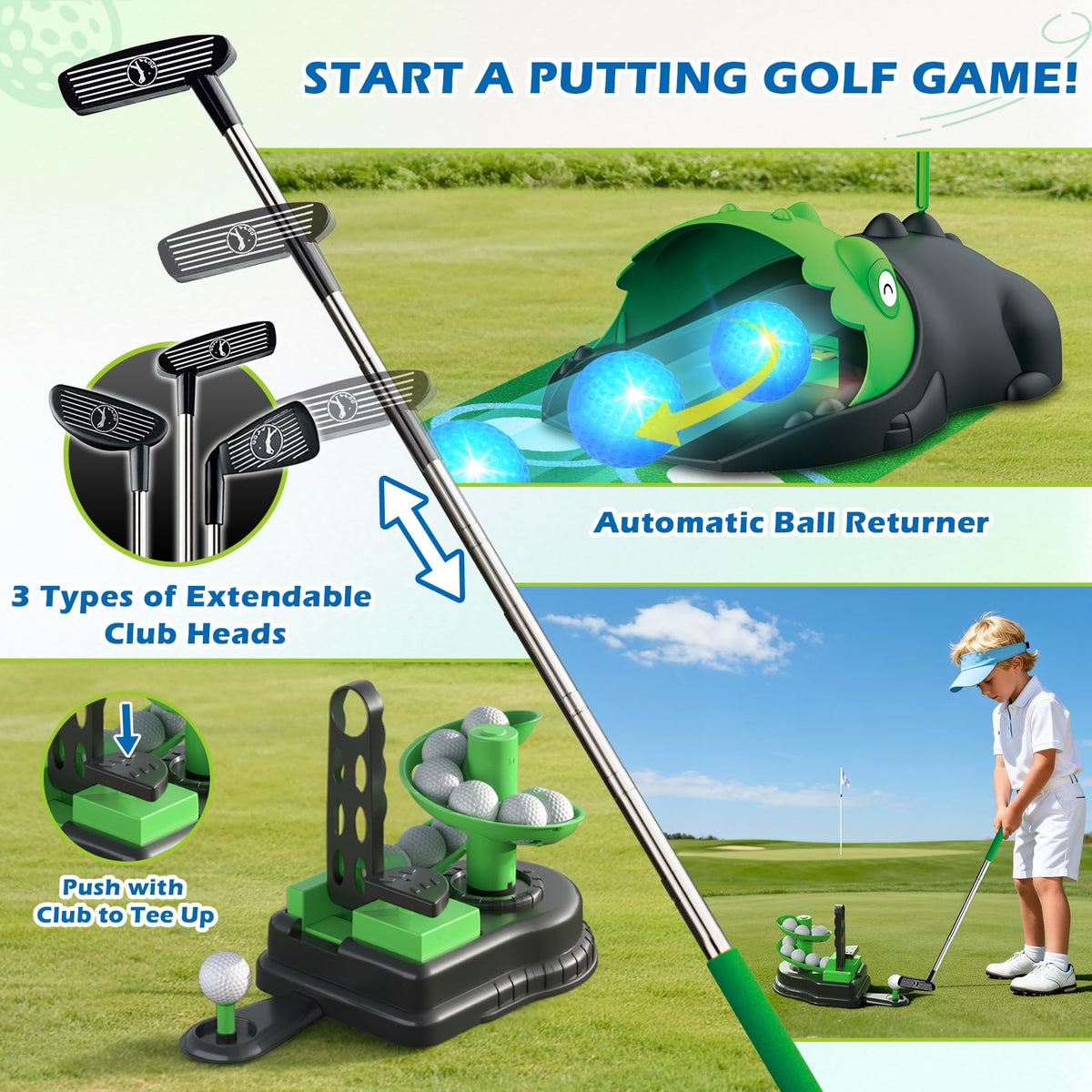 Terramus green golf balls offer varied practice rounds.