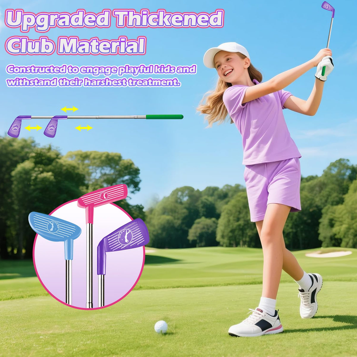 TERRAMUS three-piece adjustable golf clubs grow with your child.