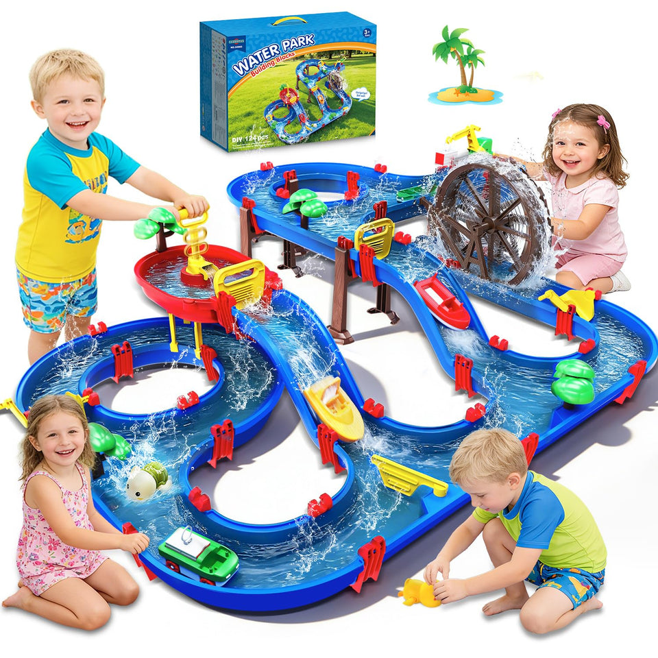 Terramus two-tier water table with pump enables interactive water play.