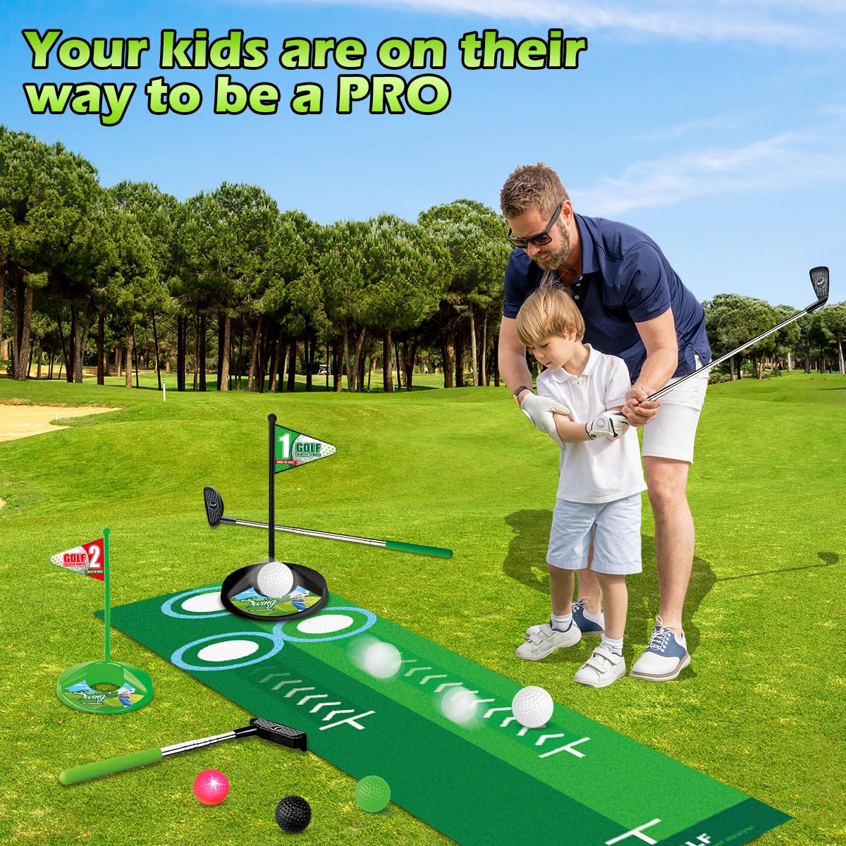 Terramus golf tees stabilize shots for consistent putting drills.