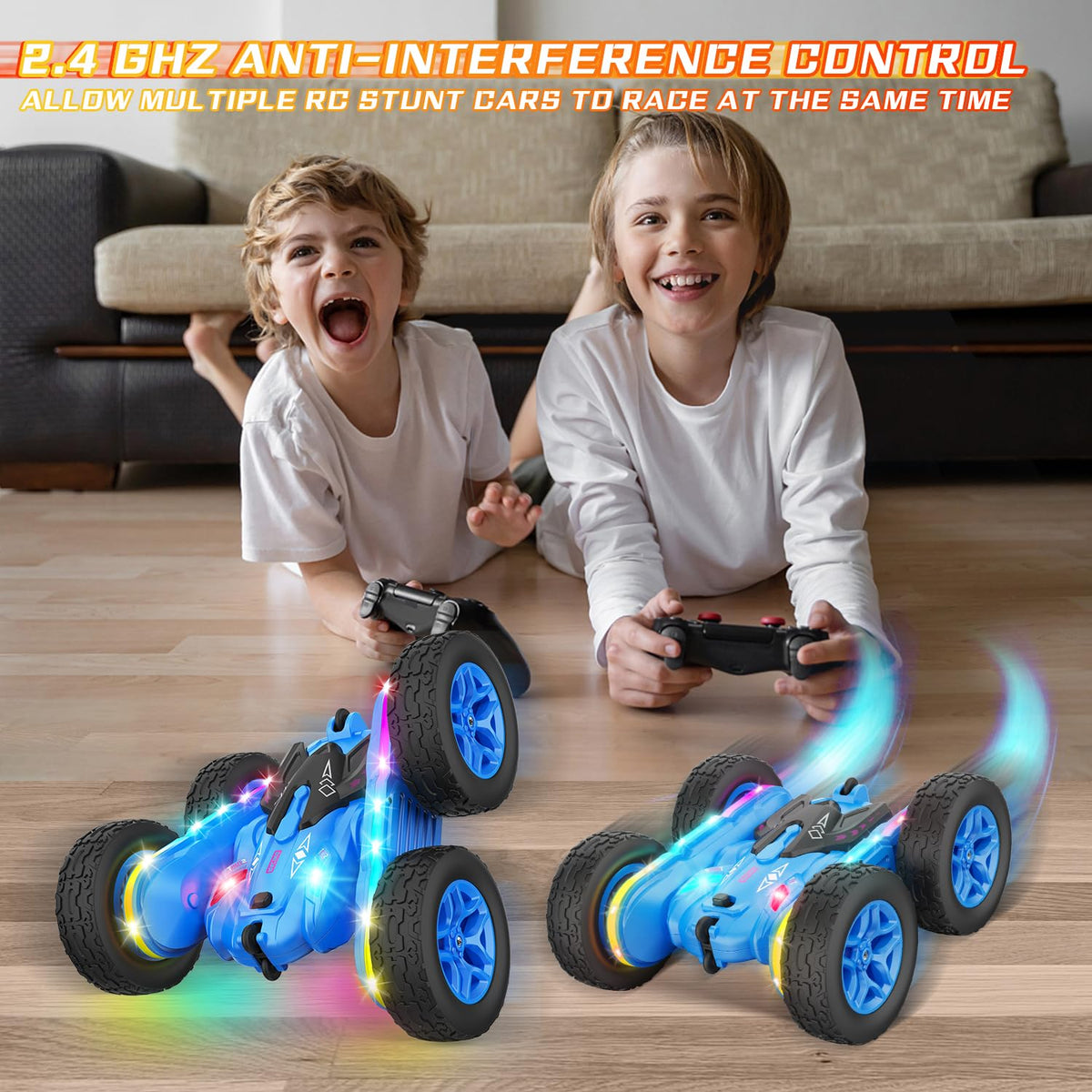 Terucle double-sided RC car lets you flip and race on either side.