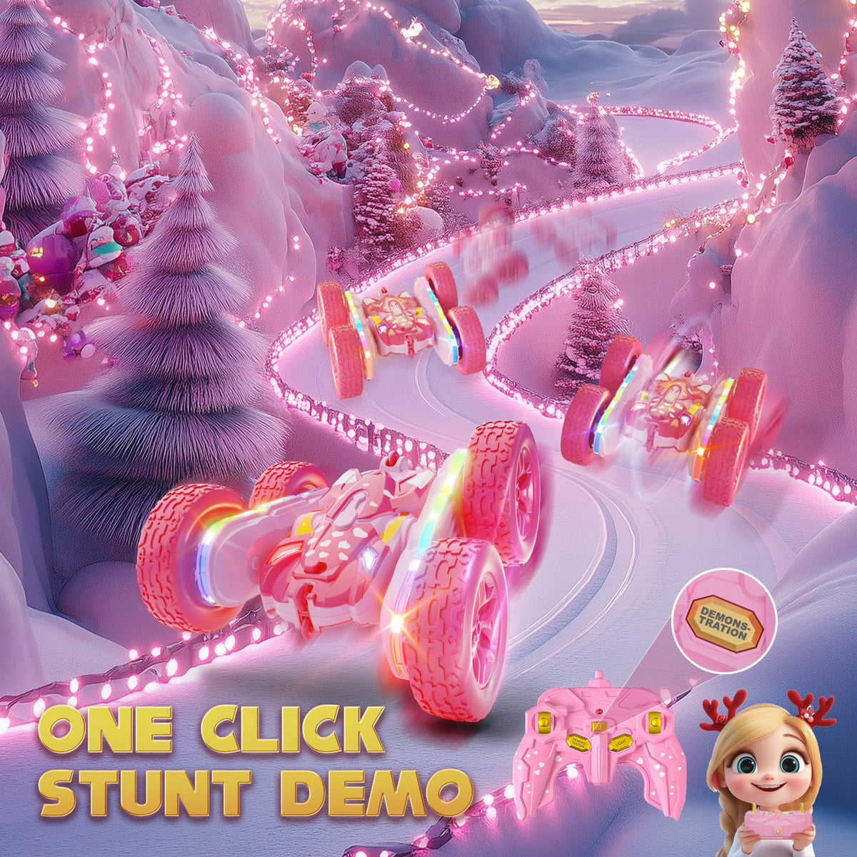 Terucle pink RC car double sided design for flips