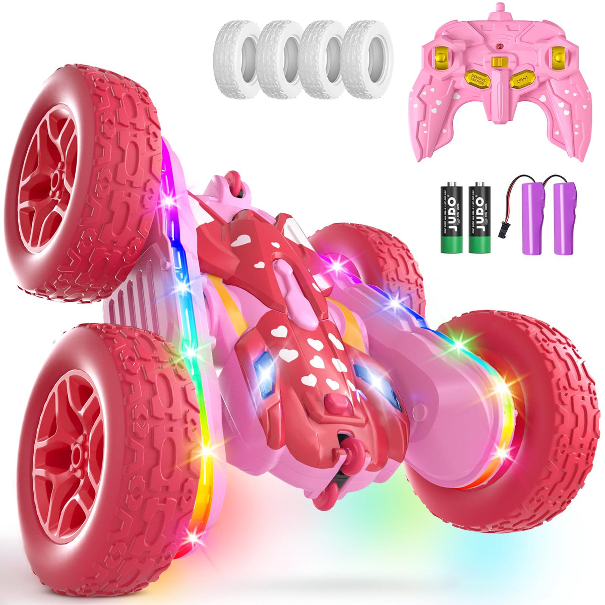 Terucle pink RC car front lights for night time play and visibility