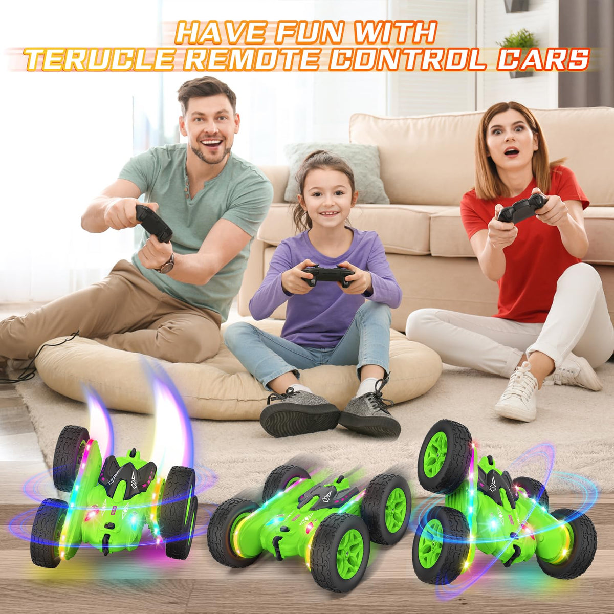 Terucle off-road tires provide grip on sand, grass, and pavement.
